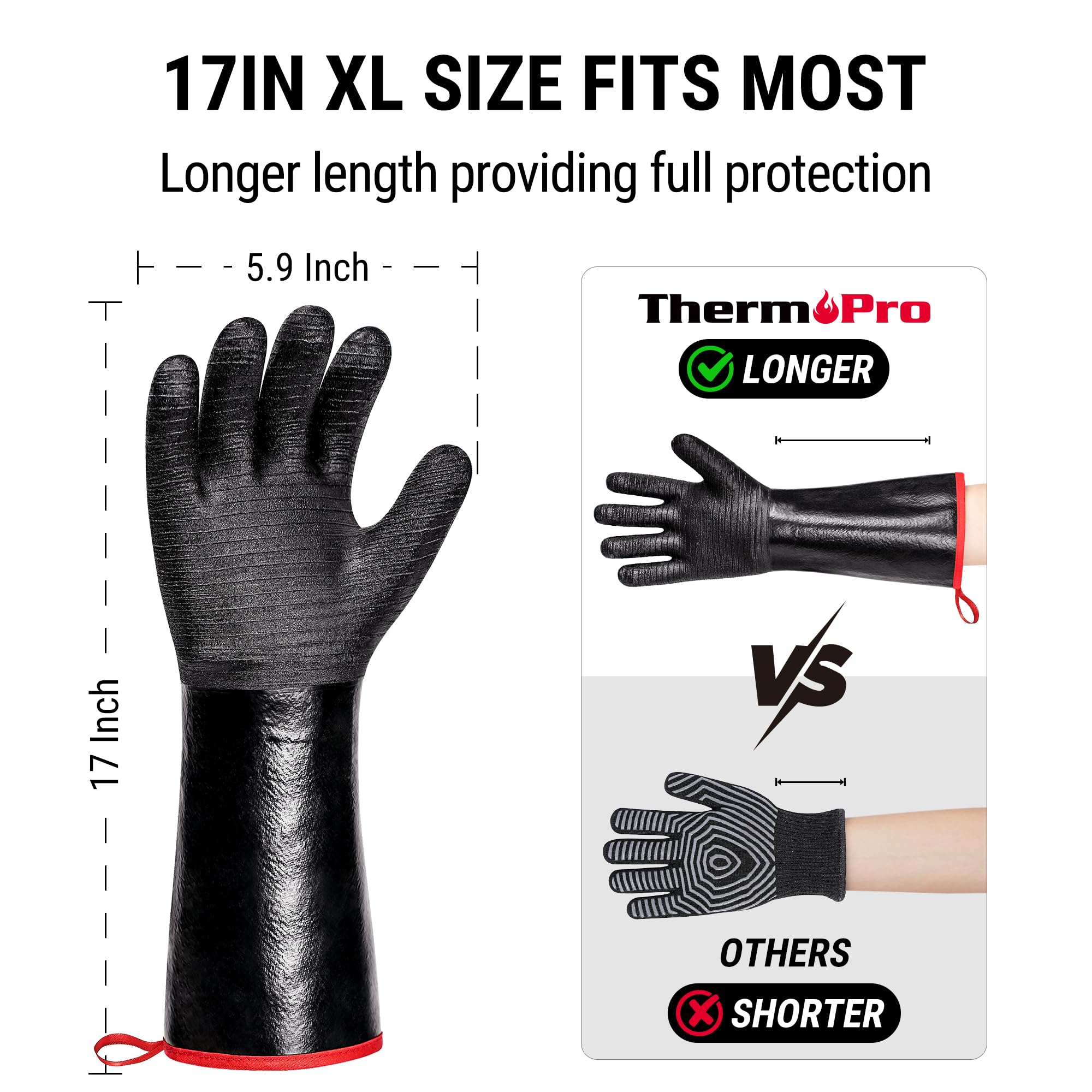 TempPro 932°F heat gloves cotton lining for comfort.