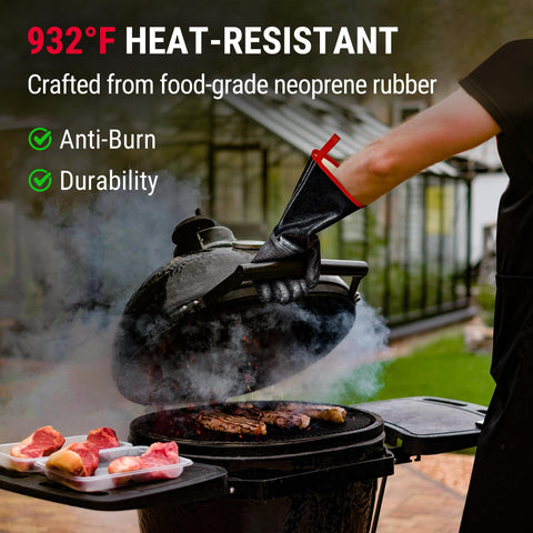 TempPro 932°F heat gloves cuff detail for arm protection.