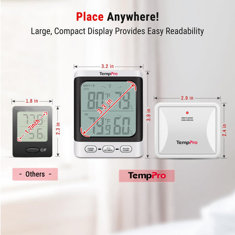 TempPro device with front-facing buttons for easy setup and adjustment