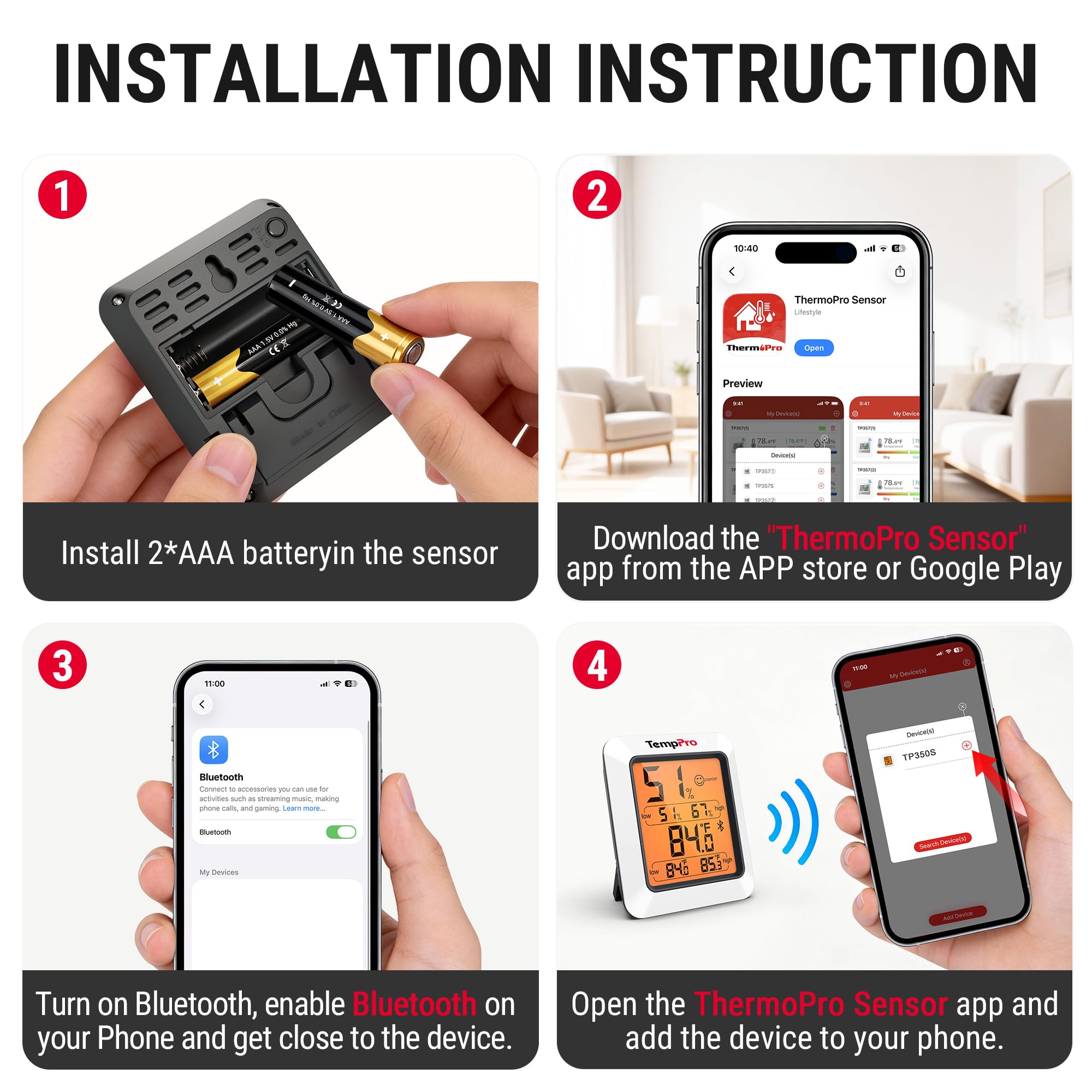 TempPro hygrometer app control for remote monitoring of conditions.