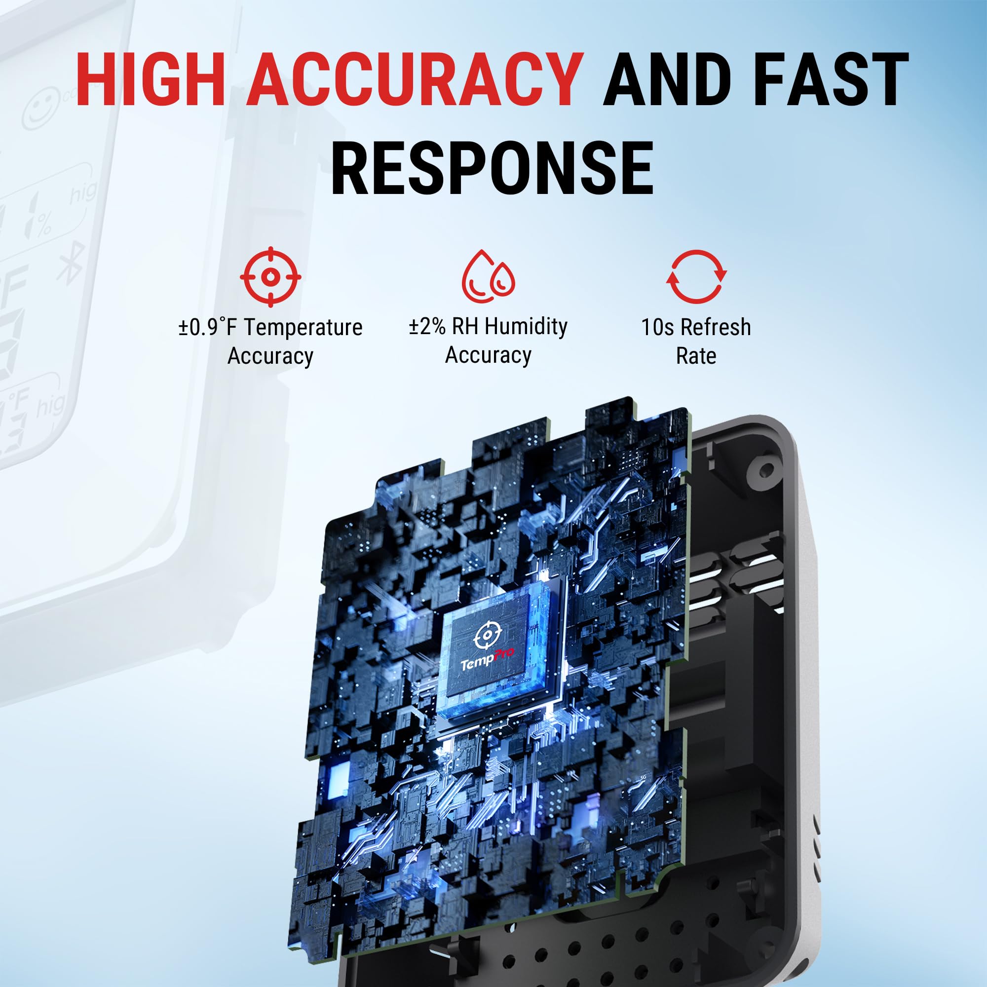 TempPro comfort indicator highlights comfort shifts at a glance.
