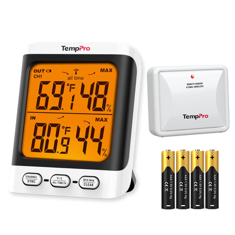 TempPro indoor-outdoor thermometer with remote display for quick checks from indoors