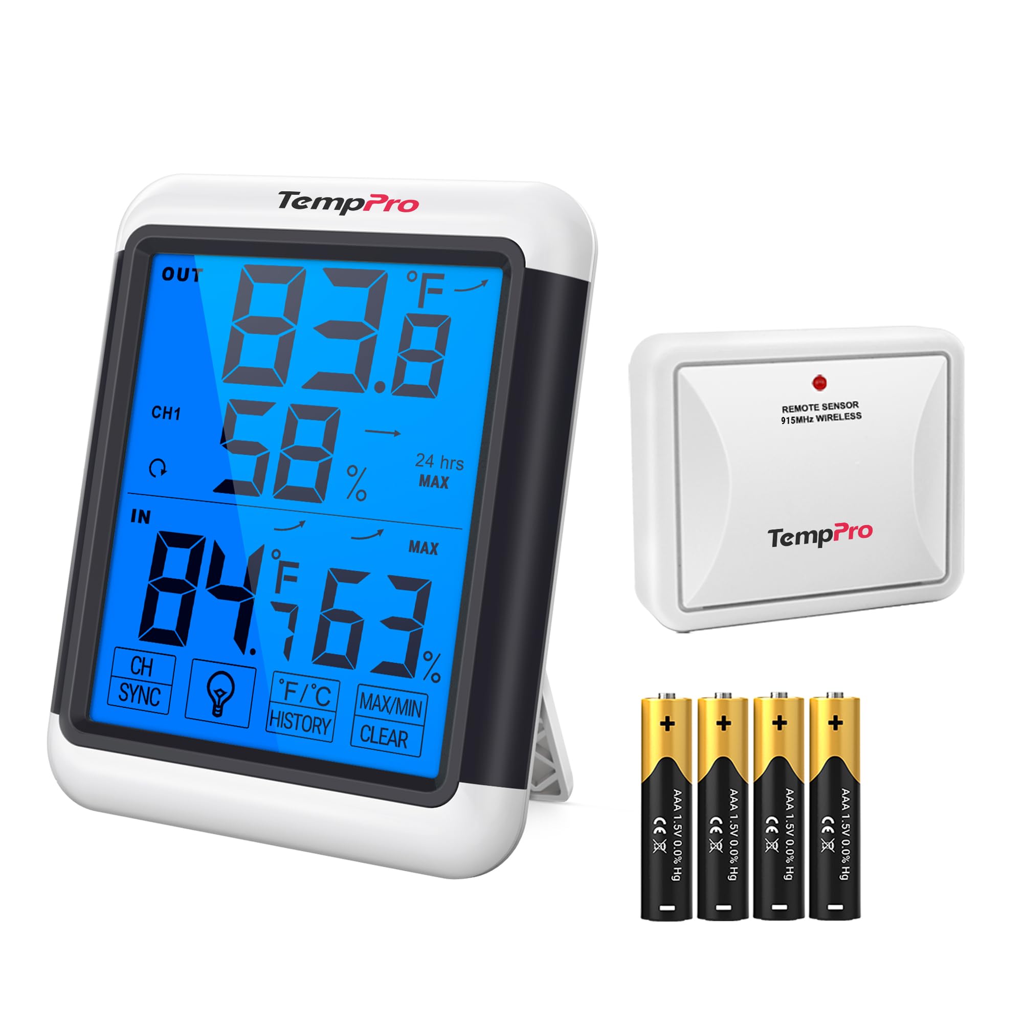 TempPro thermometer display front shows quick indoor readings at a glance