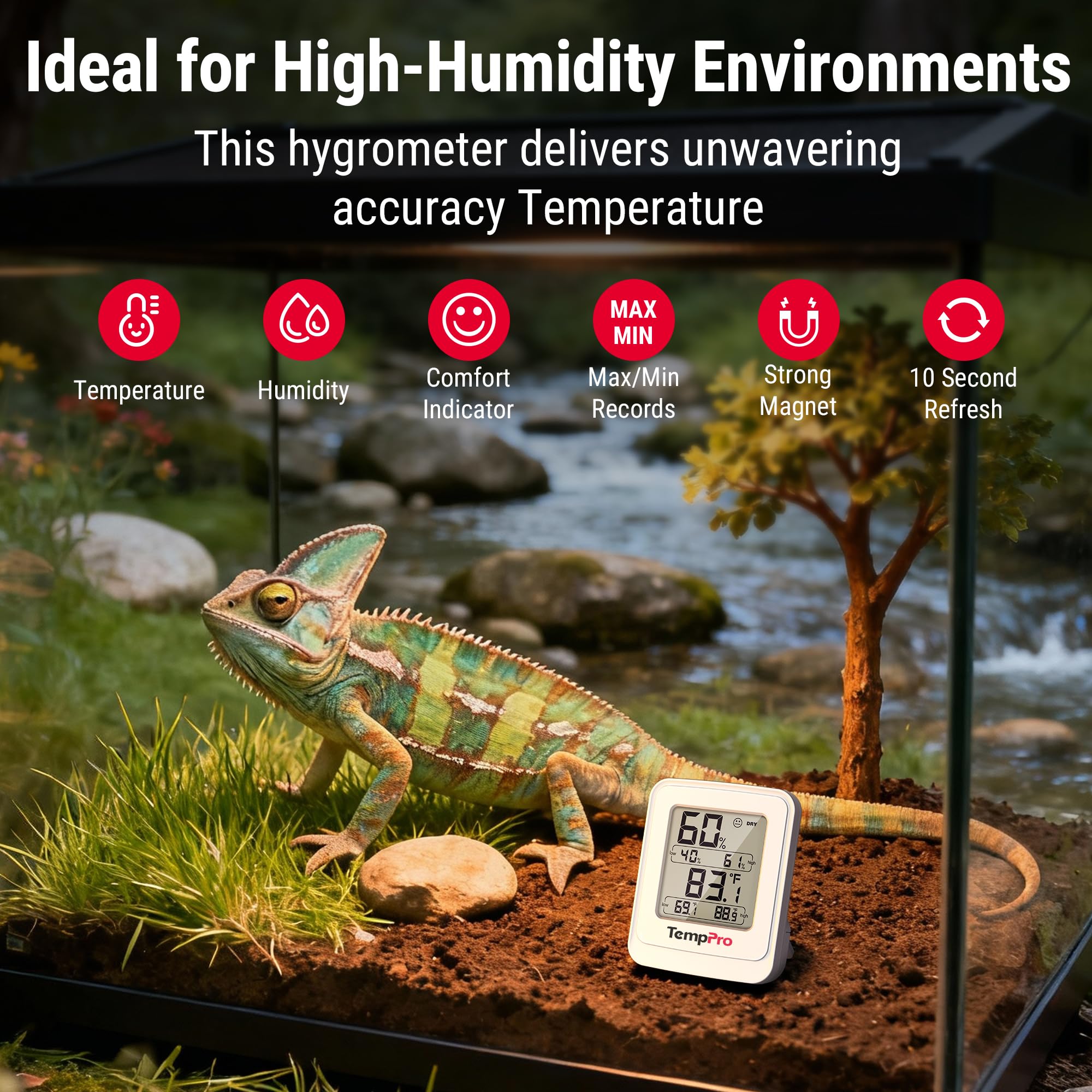 IPX5 rated TempPro TP150 withstands humid grow tent environments