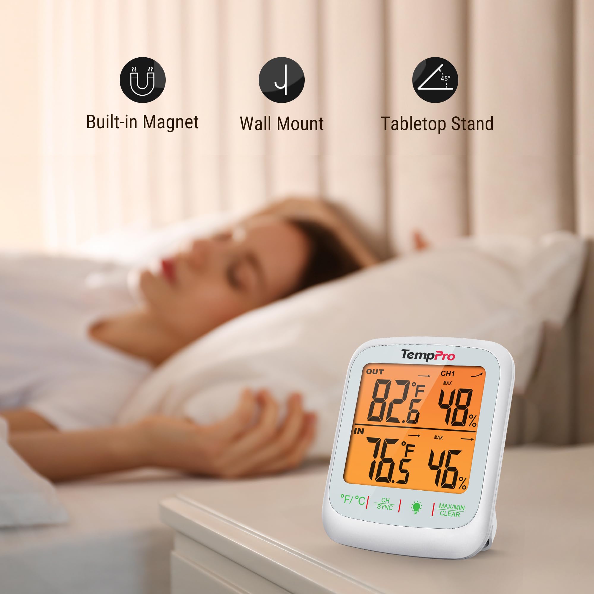 TempPro TP260B indoors and outdoors usage in a home setting.