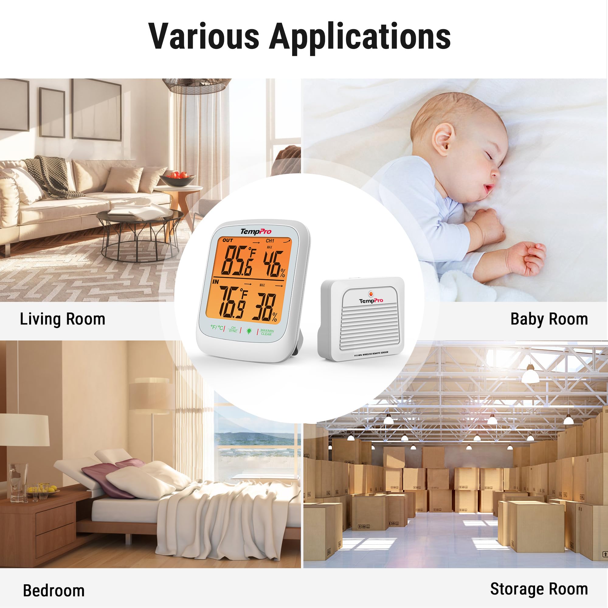 TempPro TP260B sleek design blending with any room decor.