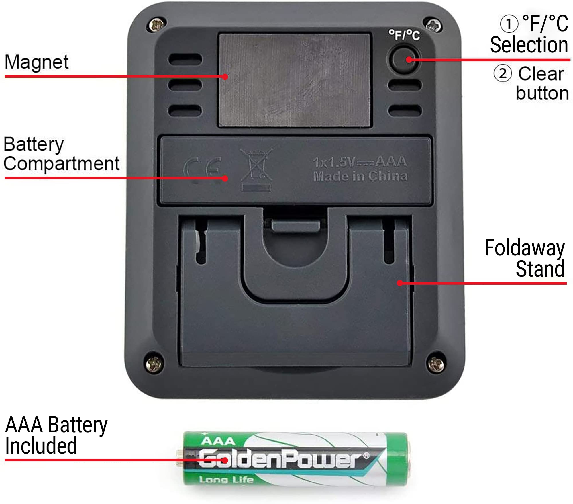 TempPro TP50 compact front view fits neatly on shelves or desks.