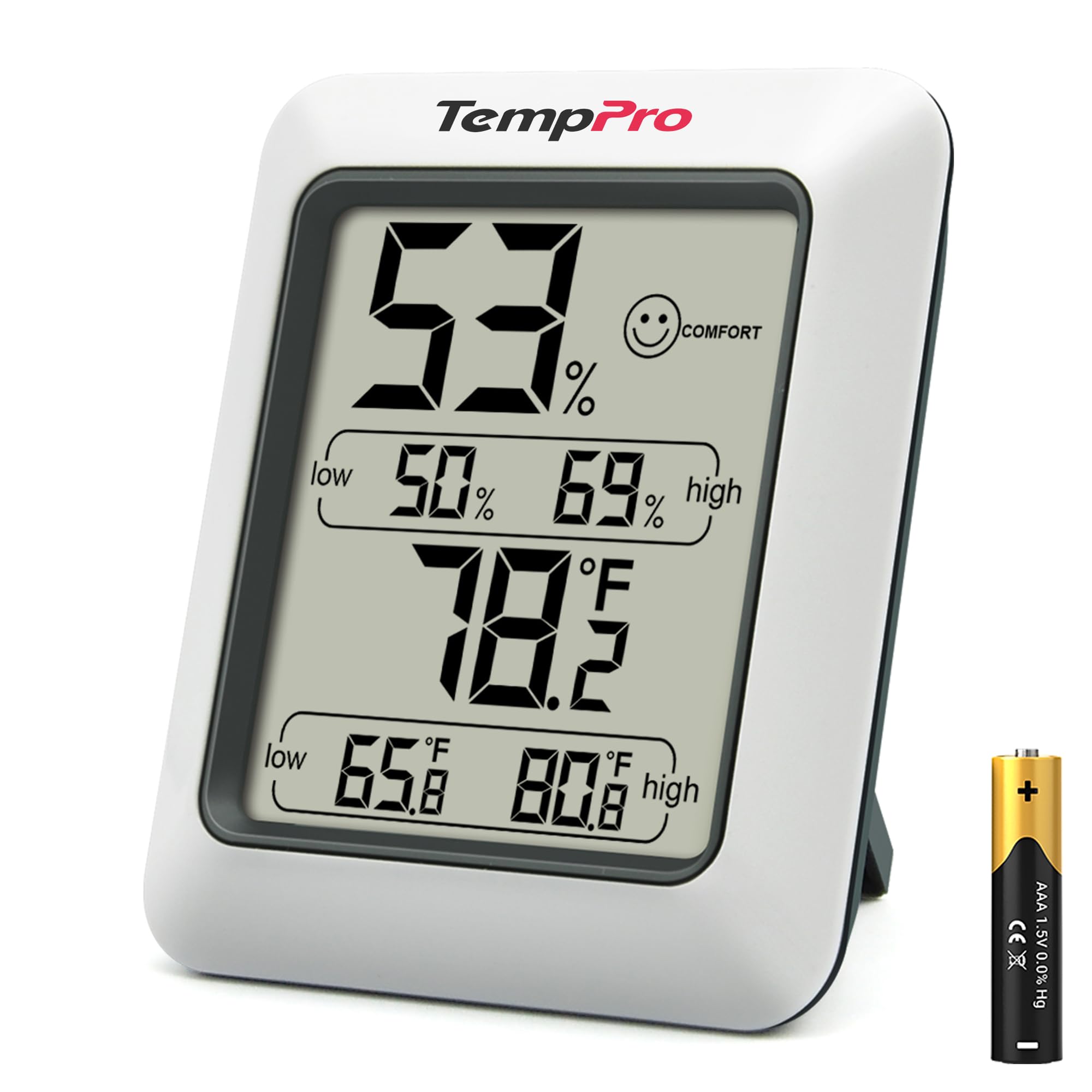 TempPro TP50 display shows humidity level for precise air awareness.