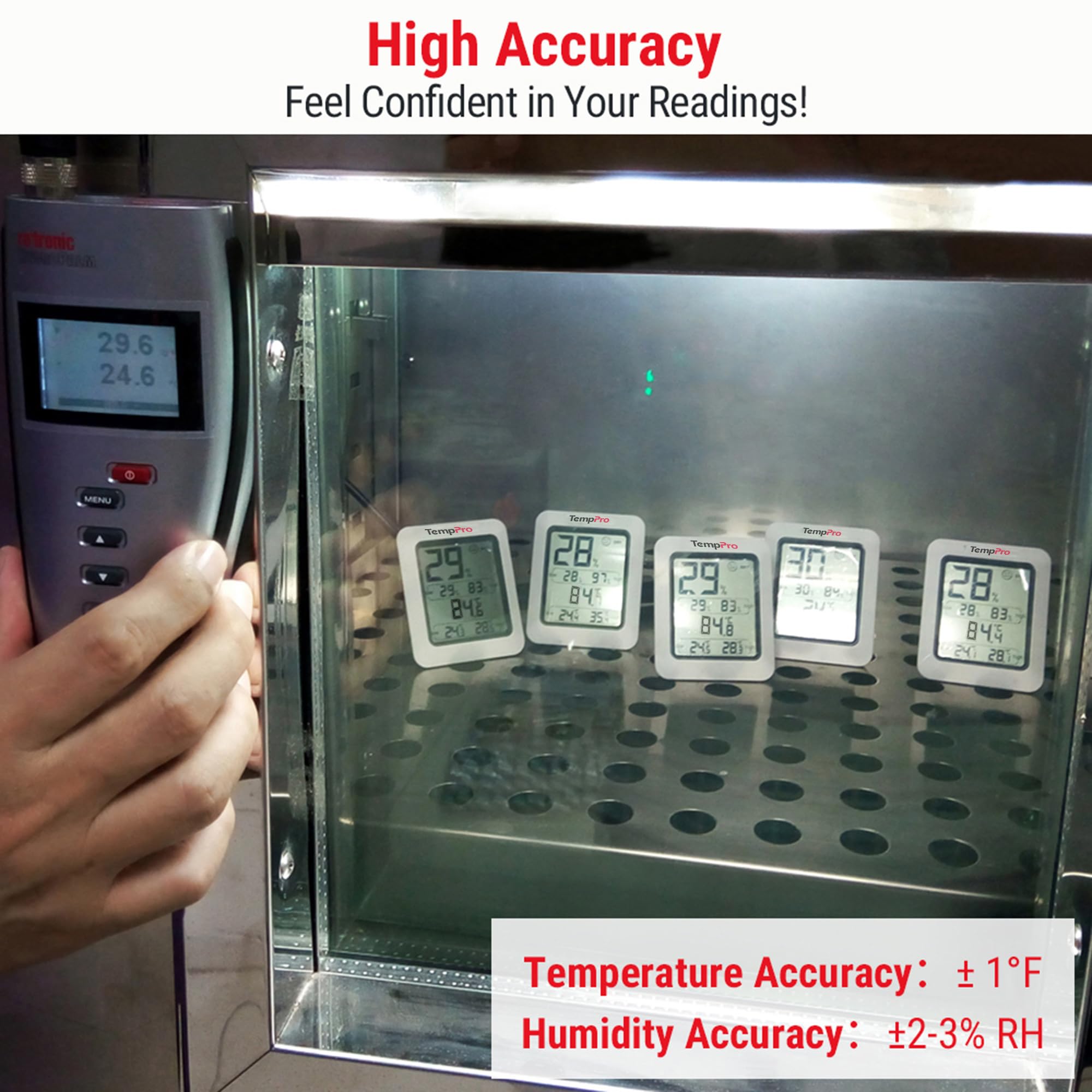 TempPro TP50 wellness indicator shows comfort levels at a glance.