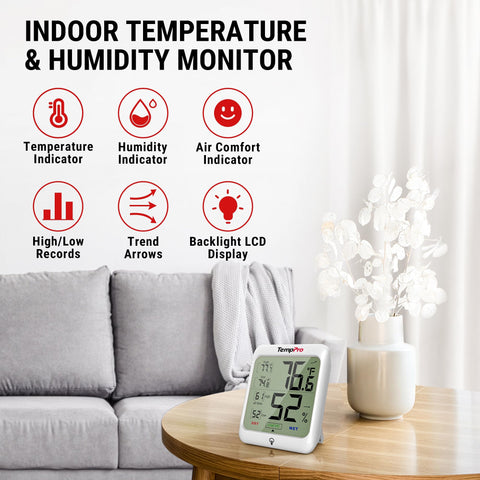 TempPro TP53 humidity chart highlights room moisture trends for quick checks.