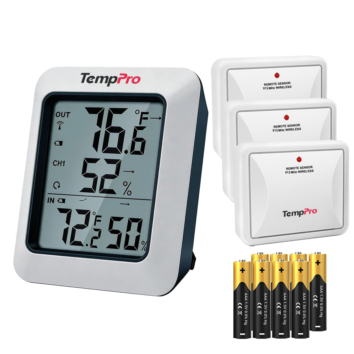 TempPro TP60-3 front view with clear display for quick readings.