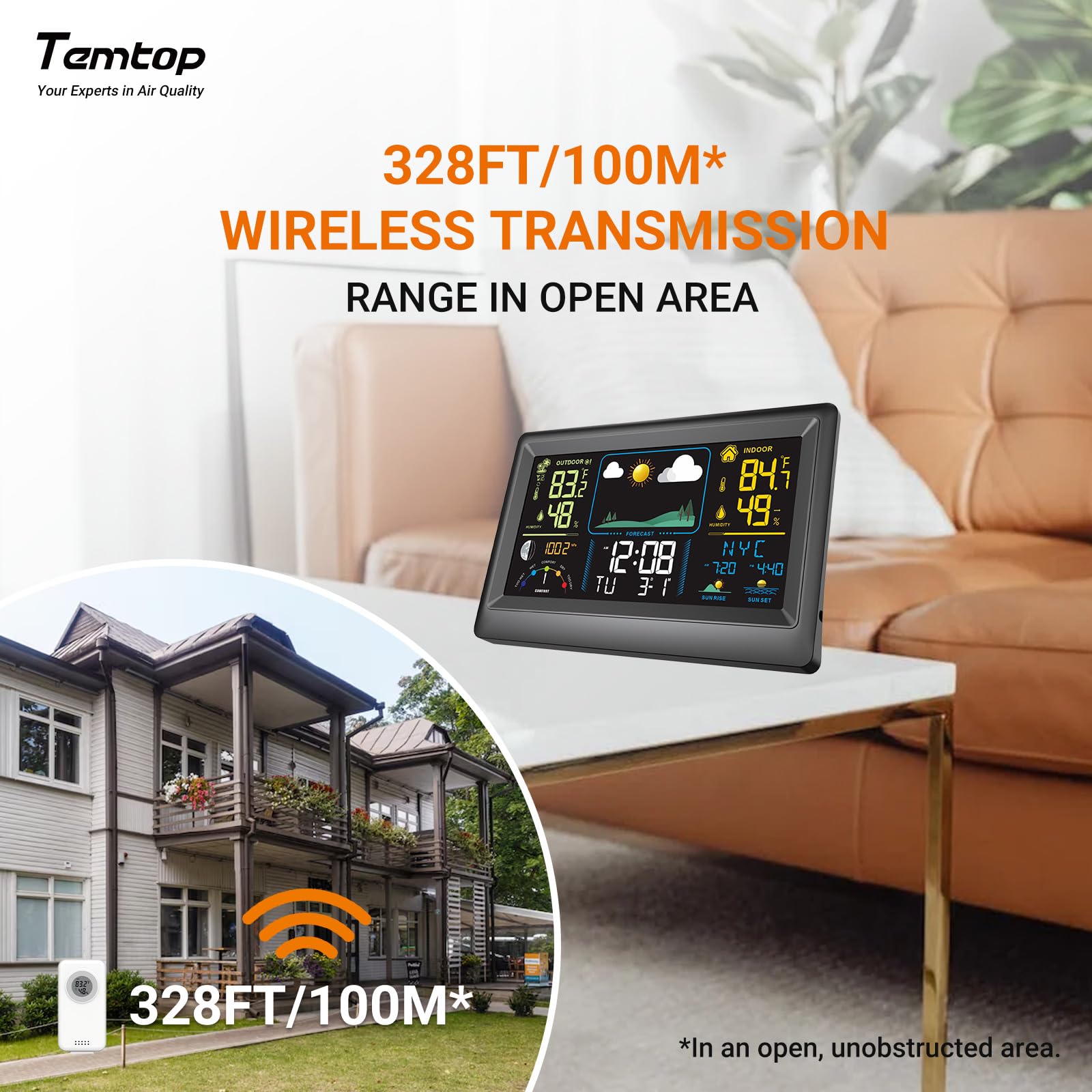 Temtop W100 Lite alarm and memory feature tracks daily temperature and humidity trends.