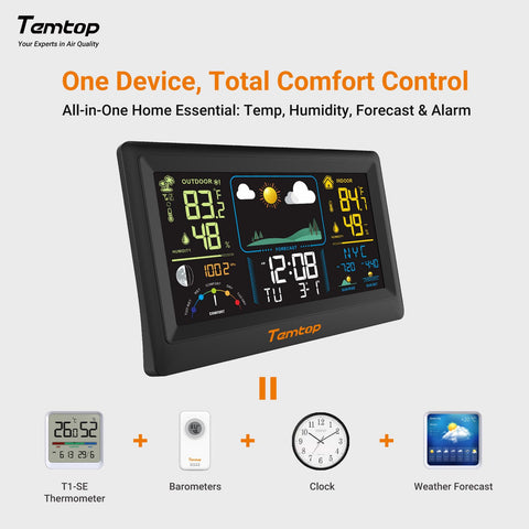 Temtop W100 Lite moon phase display supports outdoor scheduling and stargazing plans.