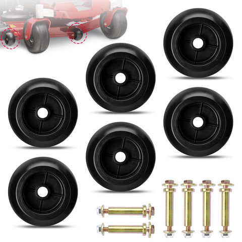 TEMSONE set of 6 deck wheels anti-scalp for smoother mowing