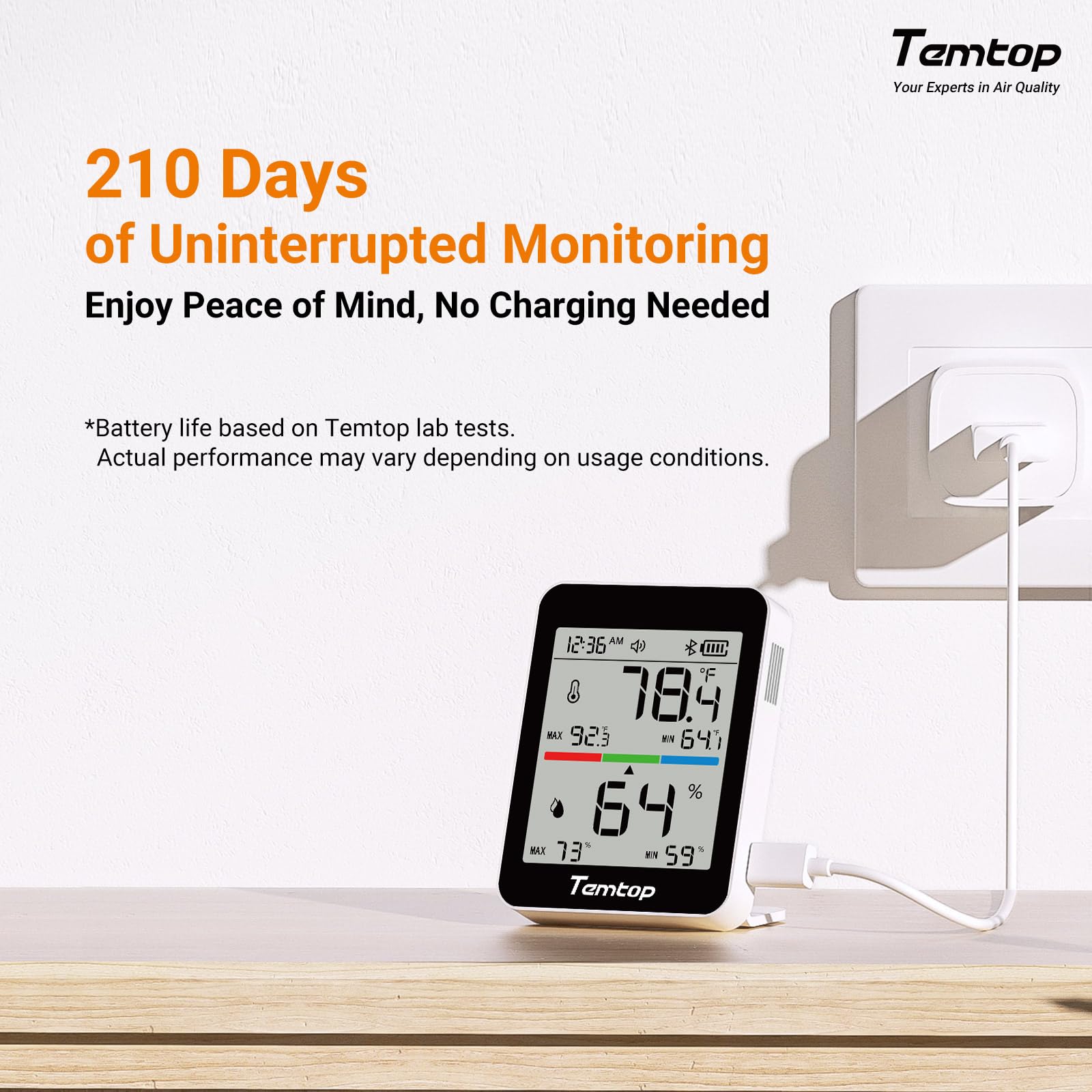 Temtop T1 history data export lets you review nearly 100 days of trends.