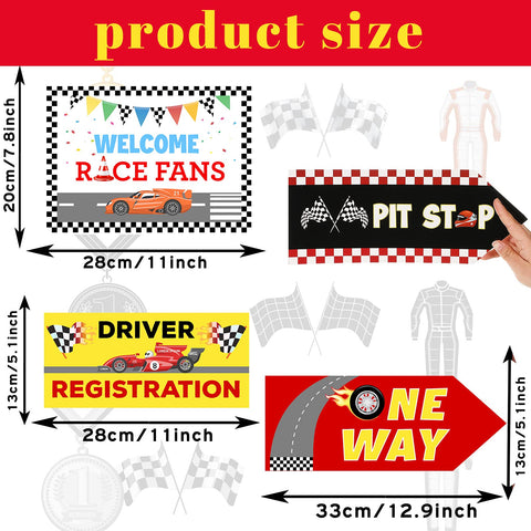 Tenare race car sign decor brings bright colors to yard and porch.