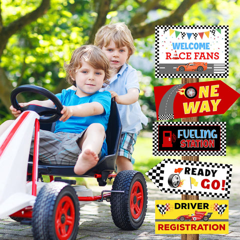 Tenare race car sign decor is easy to hang indoors or outdoors.
