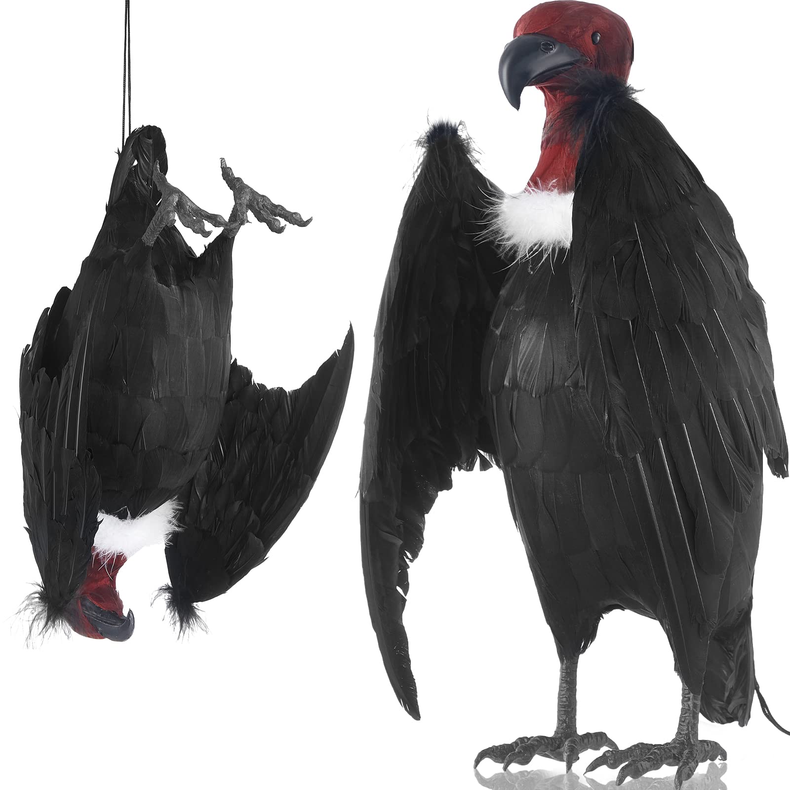 Tenceur vulture effigy 18-inch hanging decoy deters birds in yards.