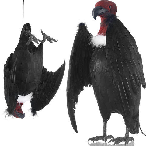 Tenceur vulture effigy 18-inch hanging decoy deters birds in yards.
