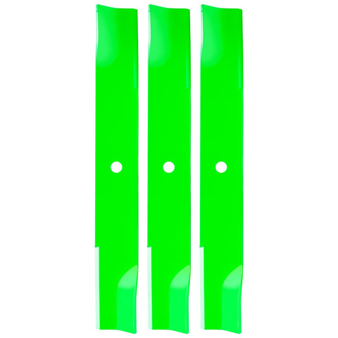 TENGMUJX 3-pack hi-lift blade with 18-1/2 inch length for consistent cutting.