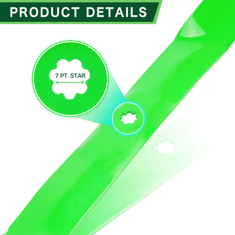 TENGMUJX 42in deck blade model list highlighting broad mower compatibility.