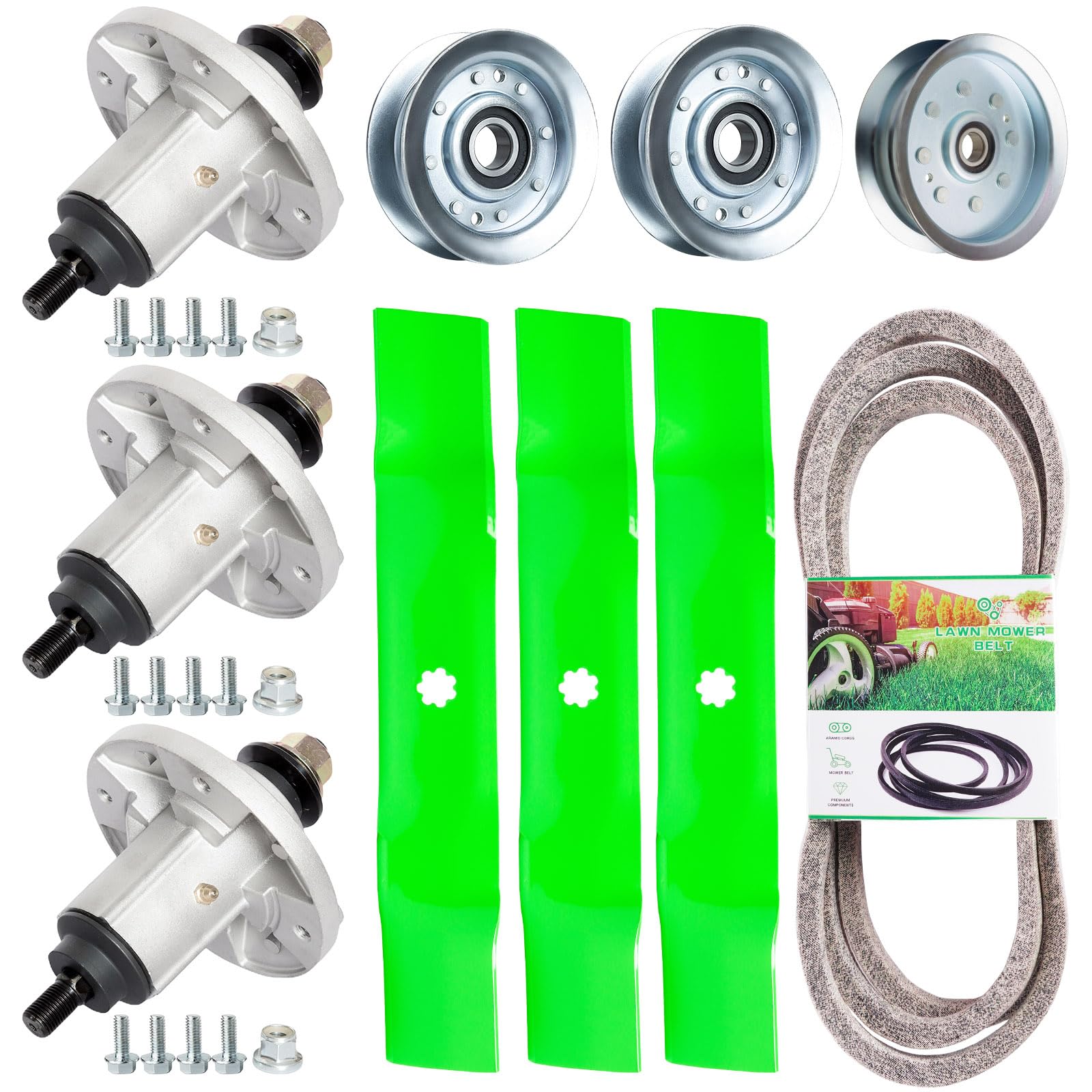 TENGMUJX 48-inch deck spindle kit ready for replacement on John Deere mowers
