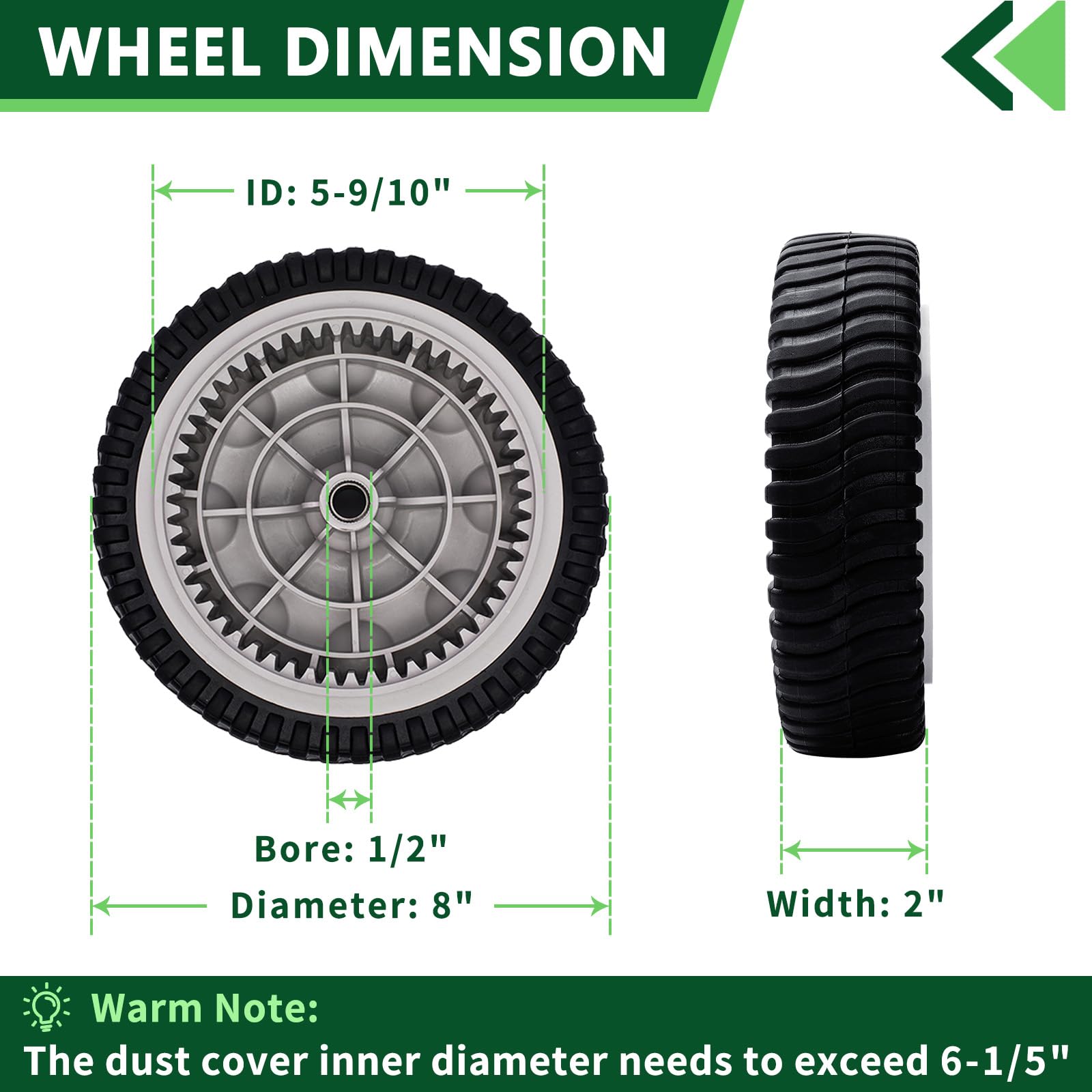 TENGMUJX 8-inch front drive wheel for TB230 improves mower control on uneven terrain