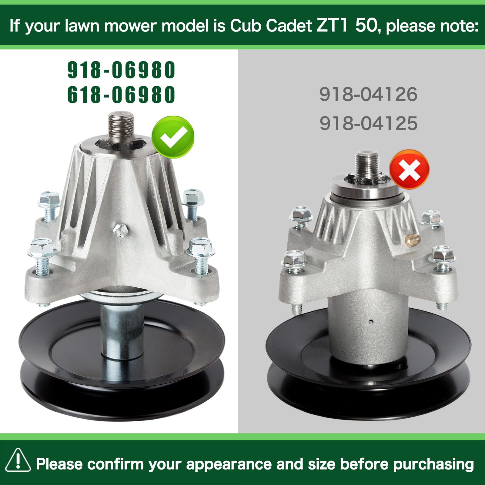TENGMUJX spindle-assembly 618-06980 designed for Cub Cadet and Craftsman compatibility