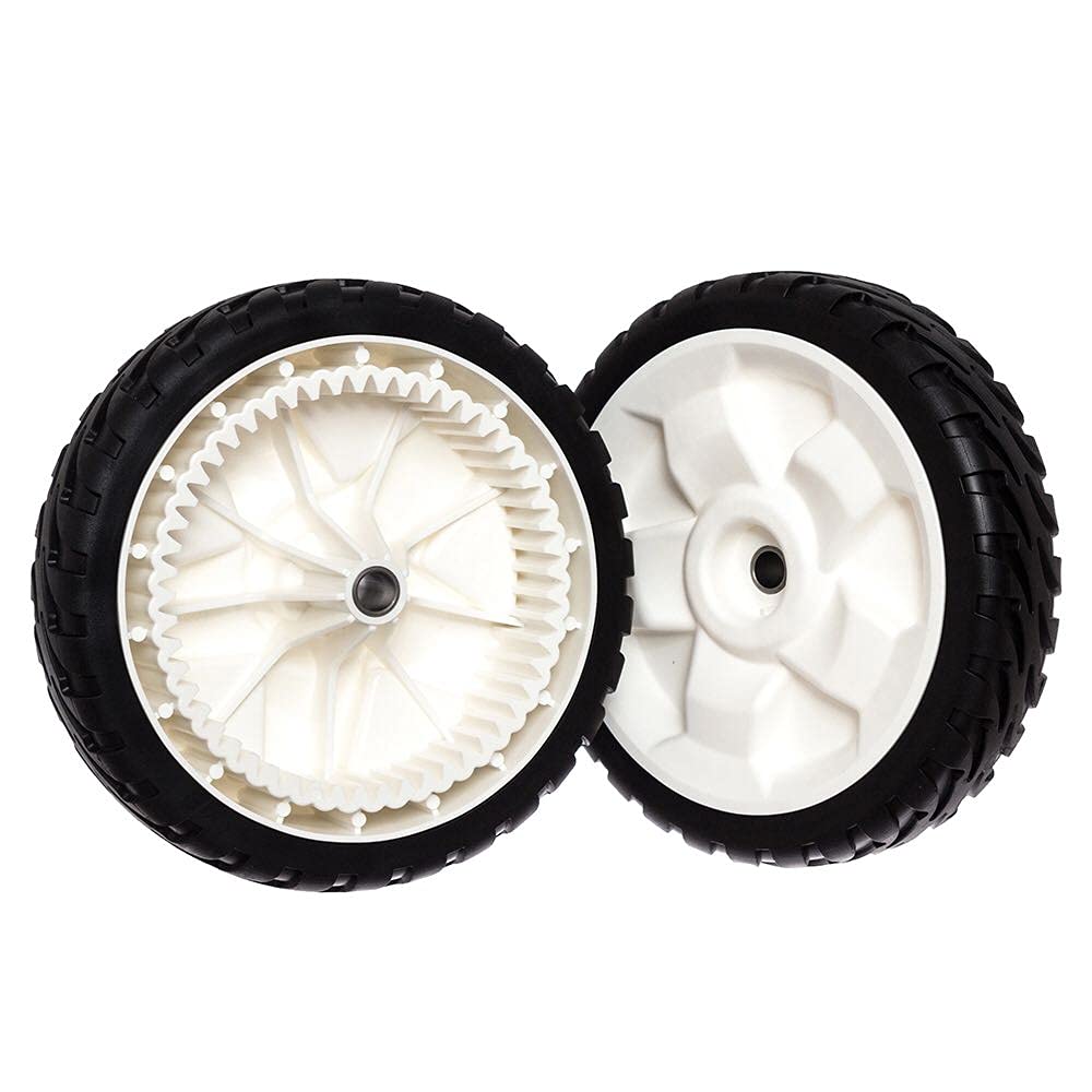 TENGMUJX front-drive 8in wheels set for Toro mowers, ready for installation.