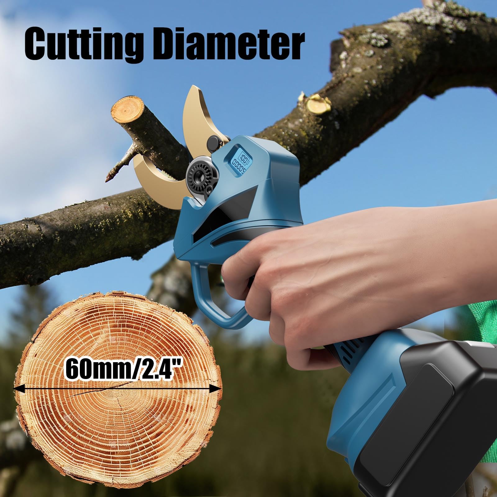 TengXcel titanium SK5 blades cutting through a branch up to 60mm