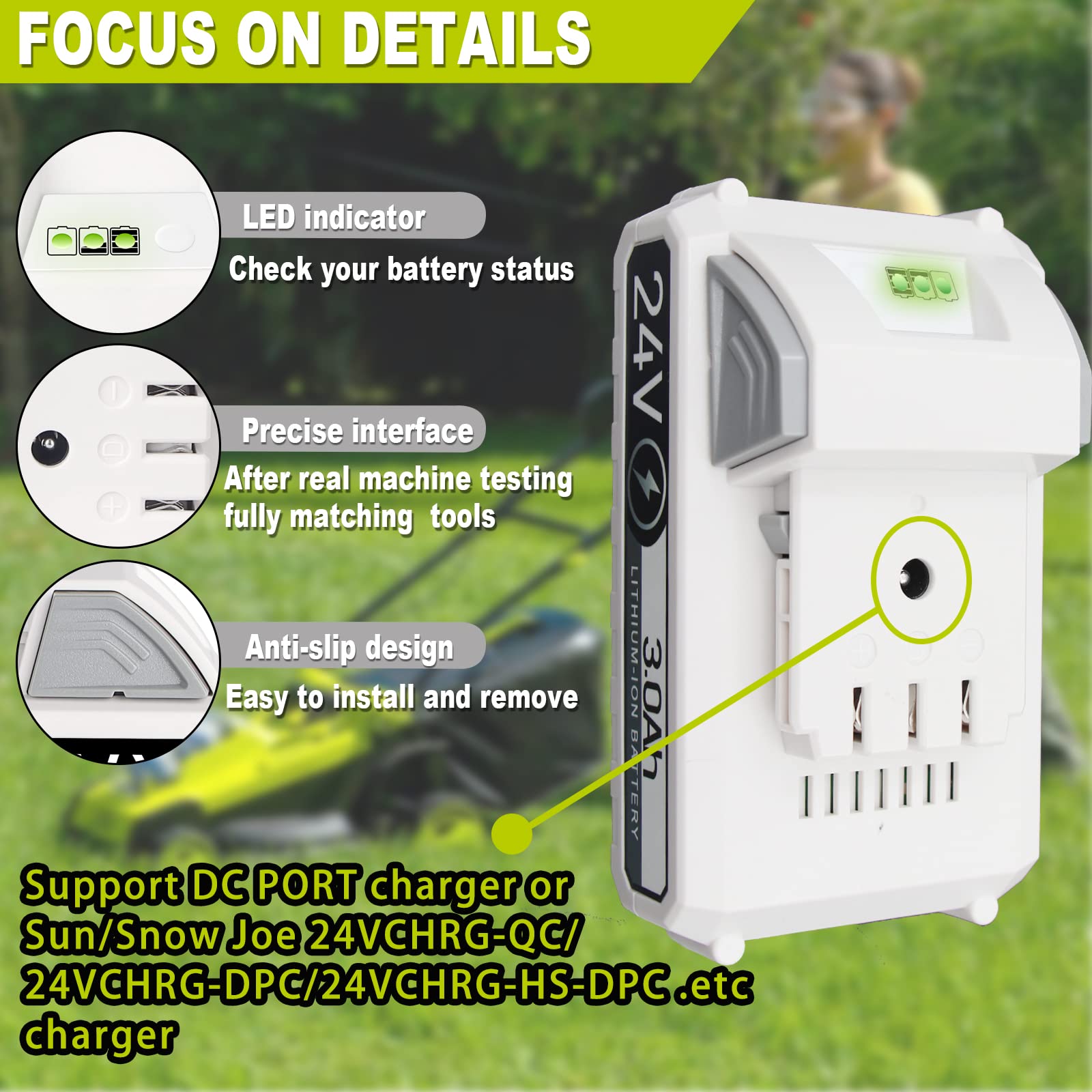 TenHutt 24V battery charging contacts emphasize quick recharging for compatible tools