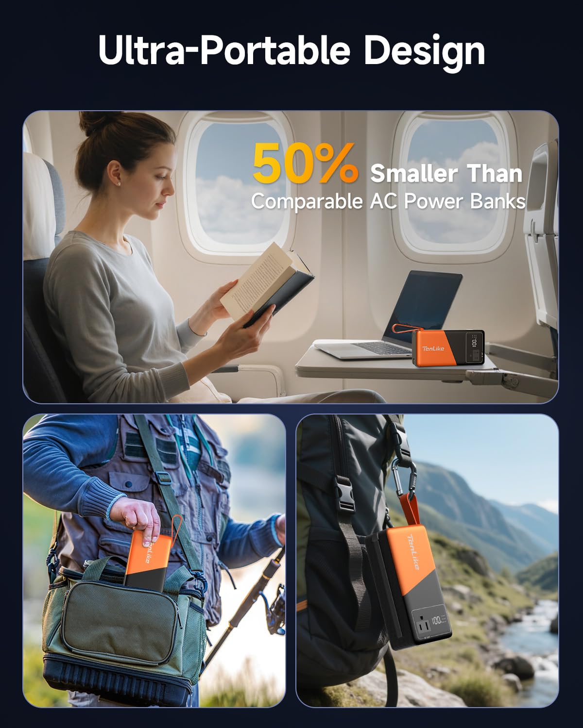 Tenlike airline-compatible capacity suitable for travel carry-on use