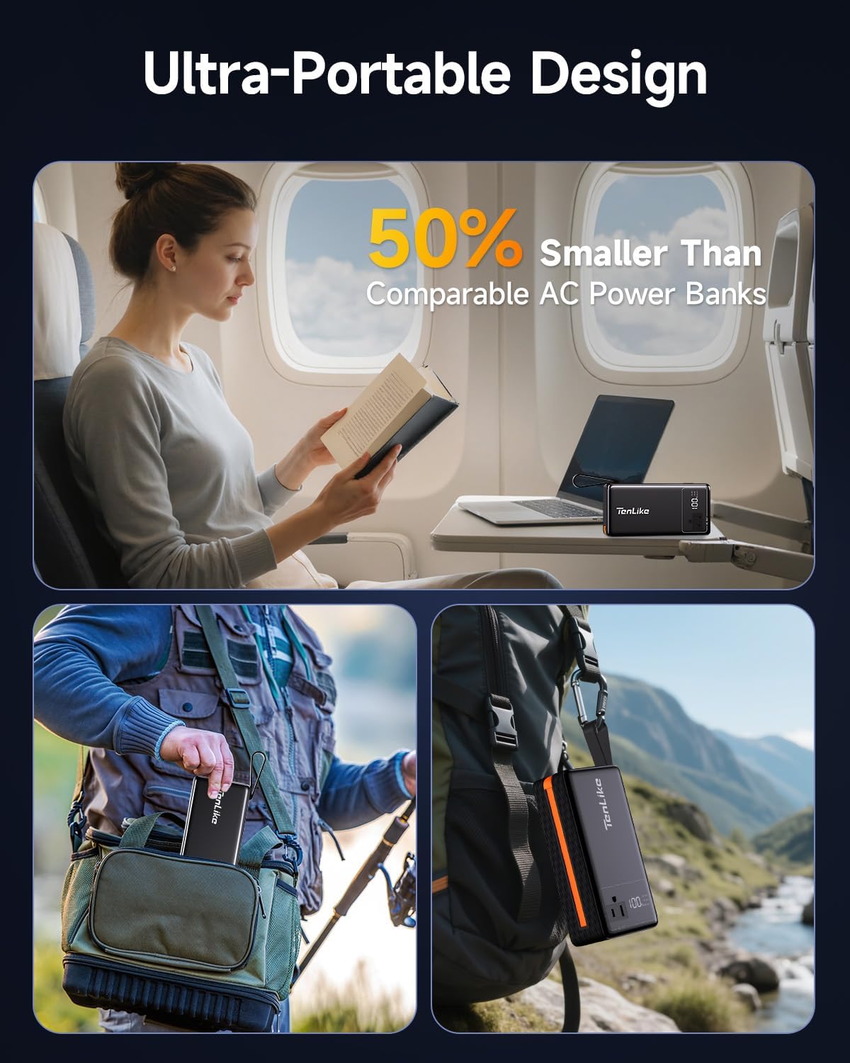 Tenlike compact, lightweight design fits easily in a backpack