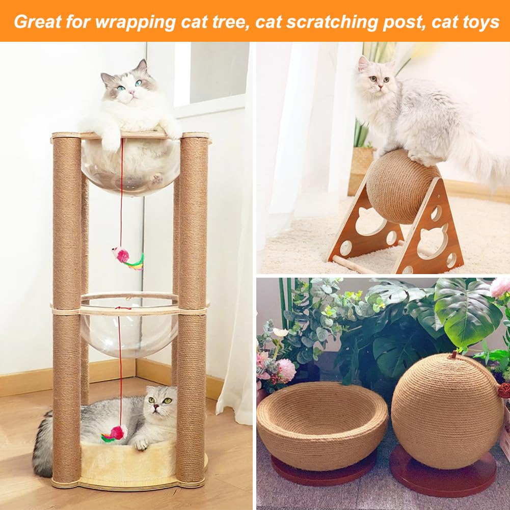 Tenn Well 6mm jute rope on cat scratching post highlights durable natural fiber.