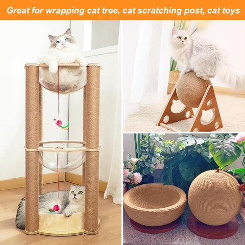Tenn Well 6mm jute rope on cat scratching post highlights durable natural fiber.