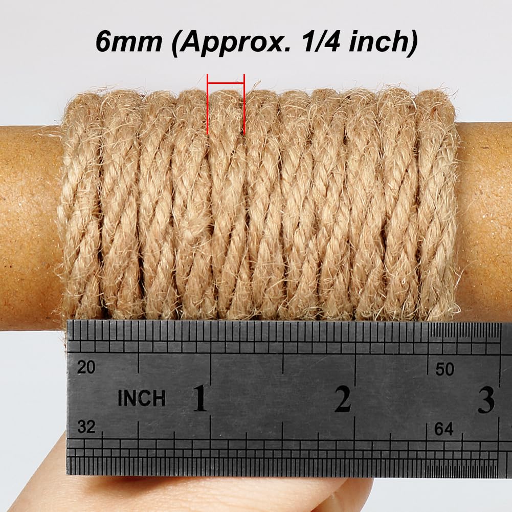 Tenn Well 6mm jute rope close-up for DIY macrame and home decor projects.
