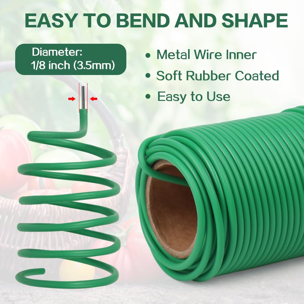 Close-up of Tenn Well soft rubber-coated plant ties protecting delicate stems.