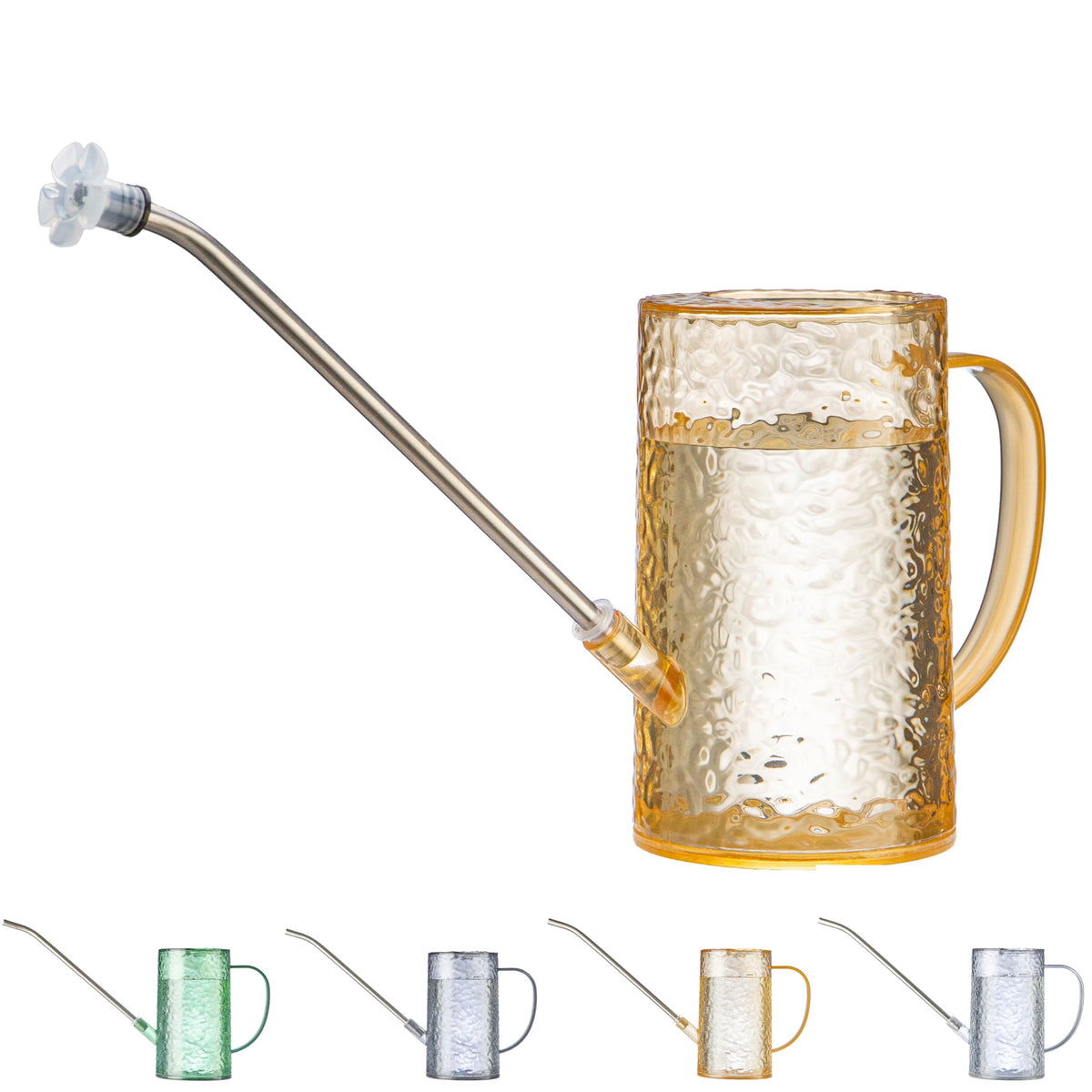 Tennedriv Green long-spout watering can reaching deep into pots for precise watering