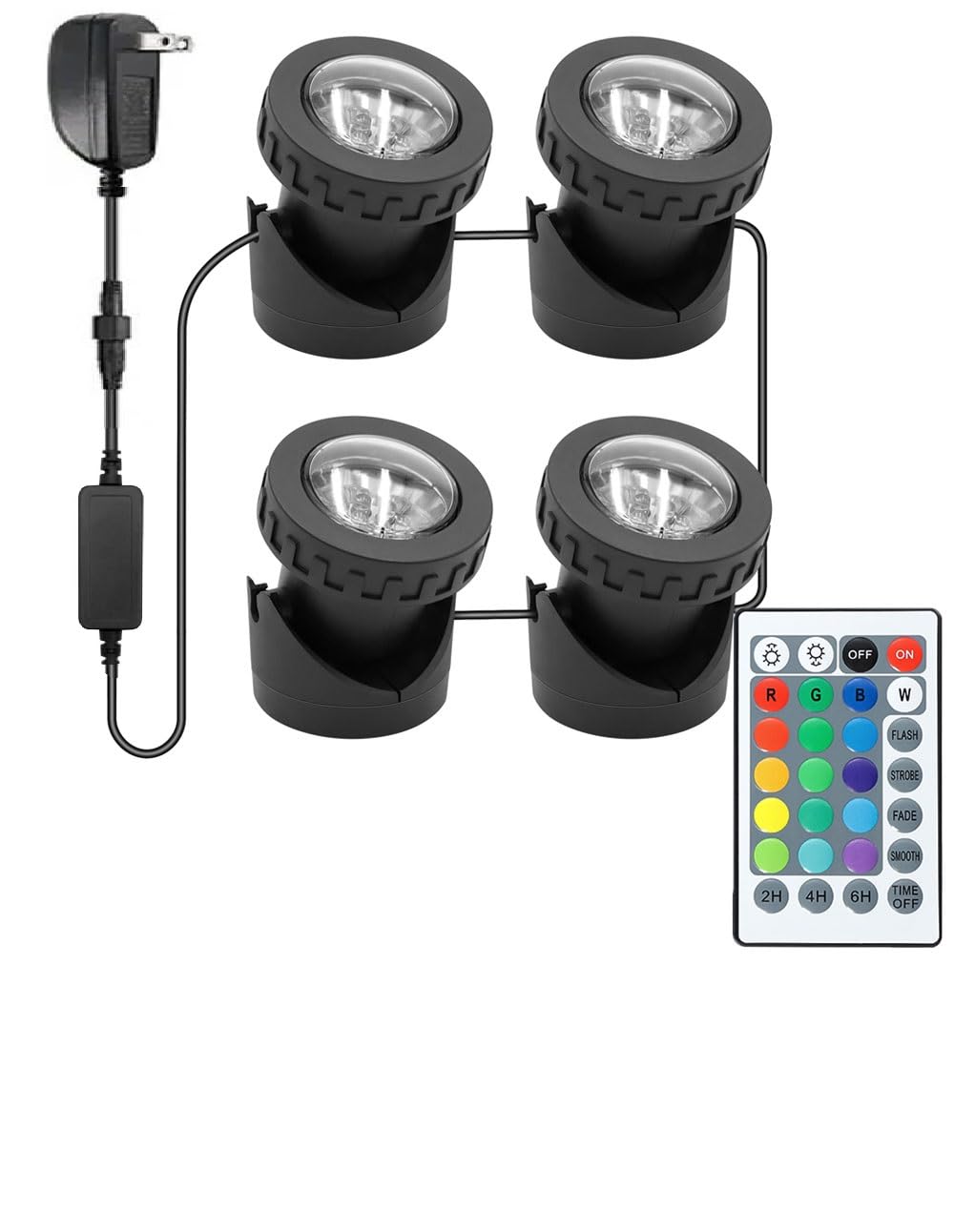 TENSUL colored pond lights with remote for customizable pond ambiance and timing.
