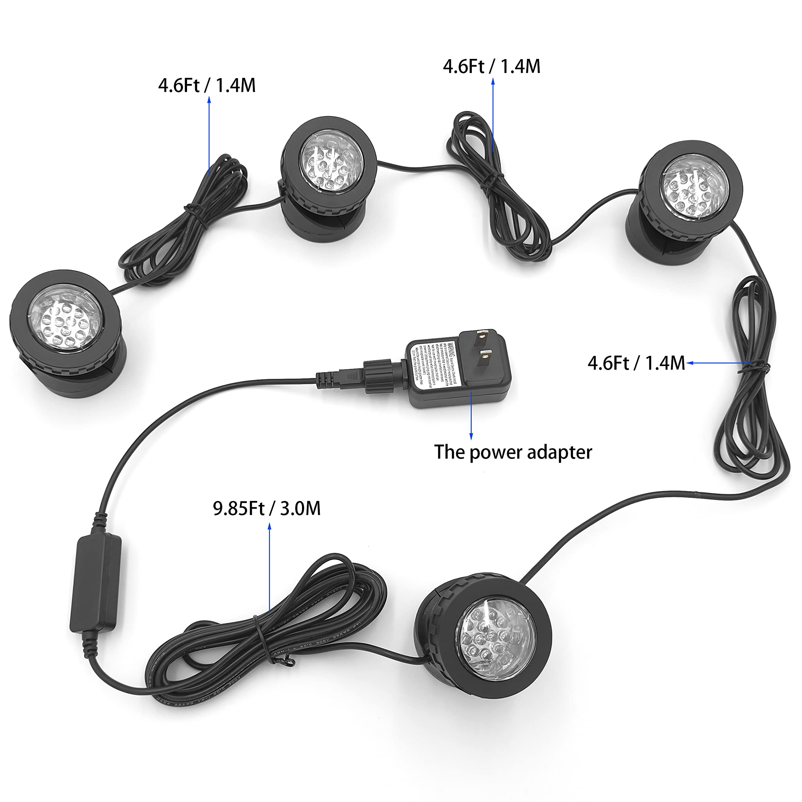 TENSUL 90-degree adjustable head directs light to highlight fountains and features.
