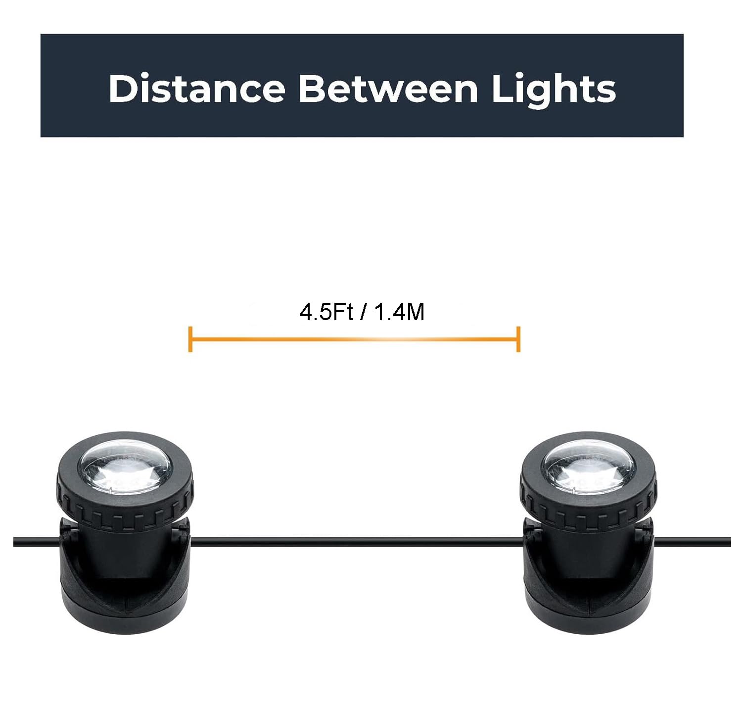 TENSUL rotatable head 90-degree angle for precise pond lighting.