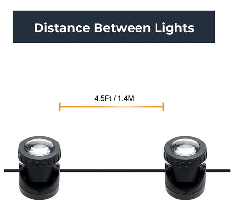 TENSUL rotatable head 90-degree angle for precise pond lighting.