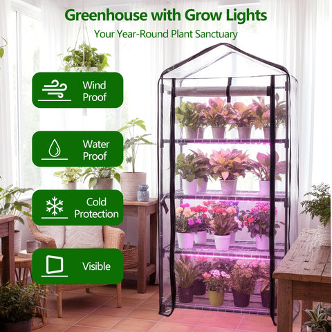 Tentopmic 4-tier mini greenhouse assembled for quick setup