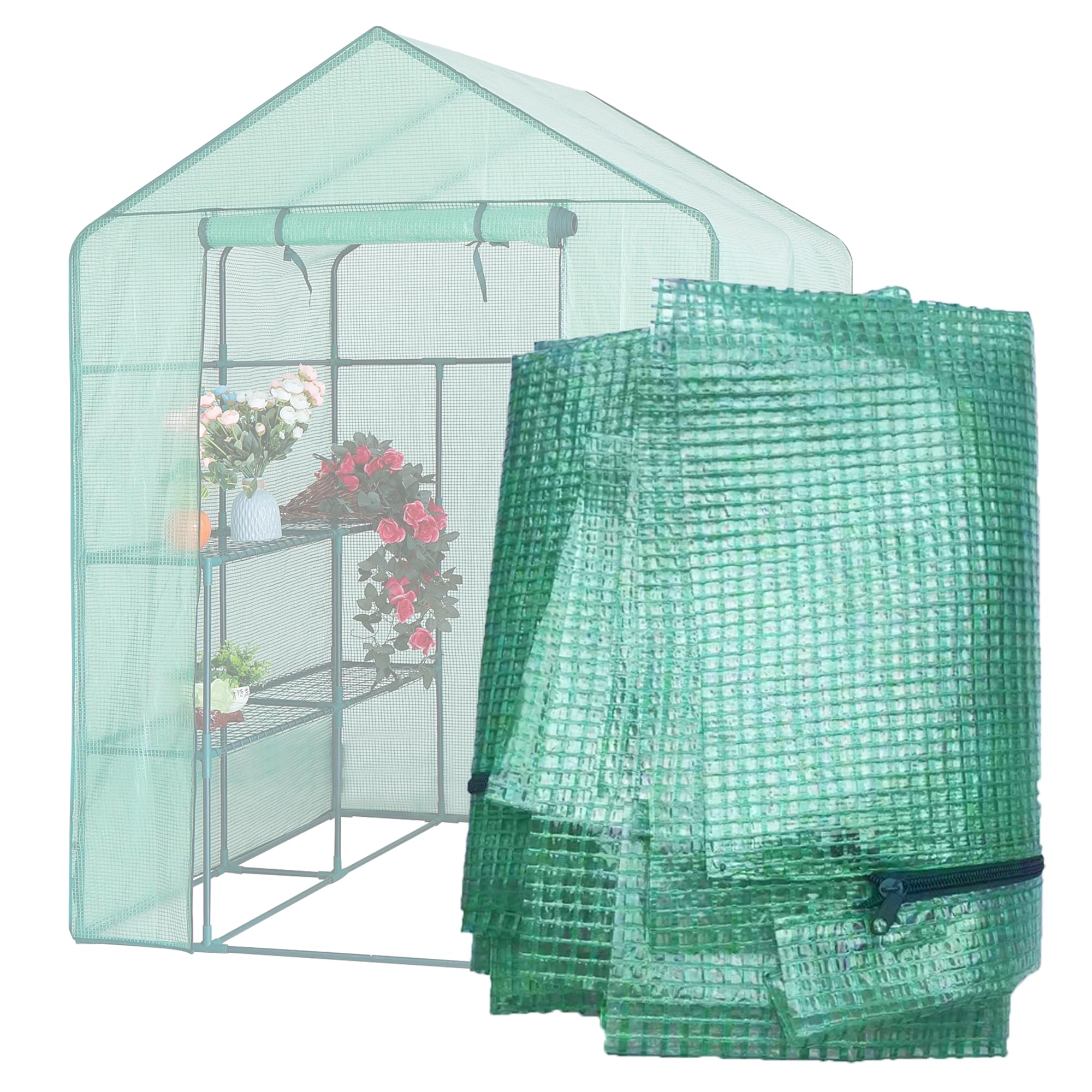 TENTOPMIC greenhouse cover with roll-up door for easy access and ventilation.