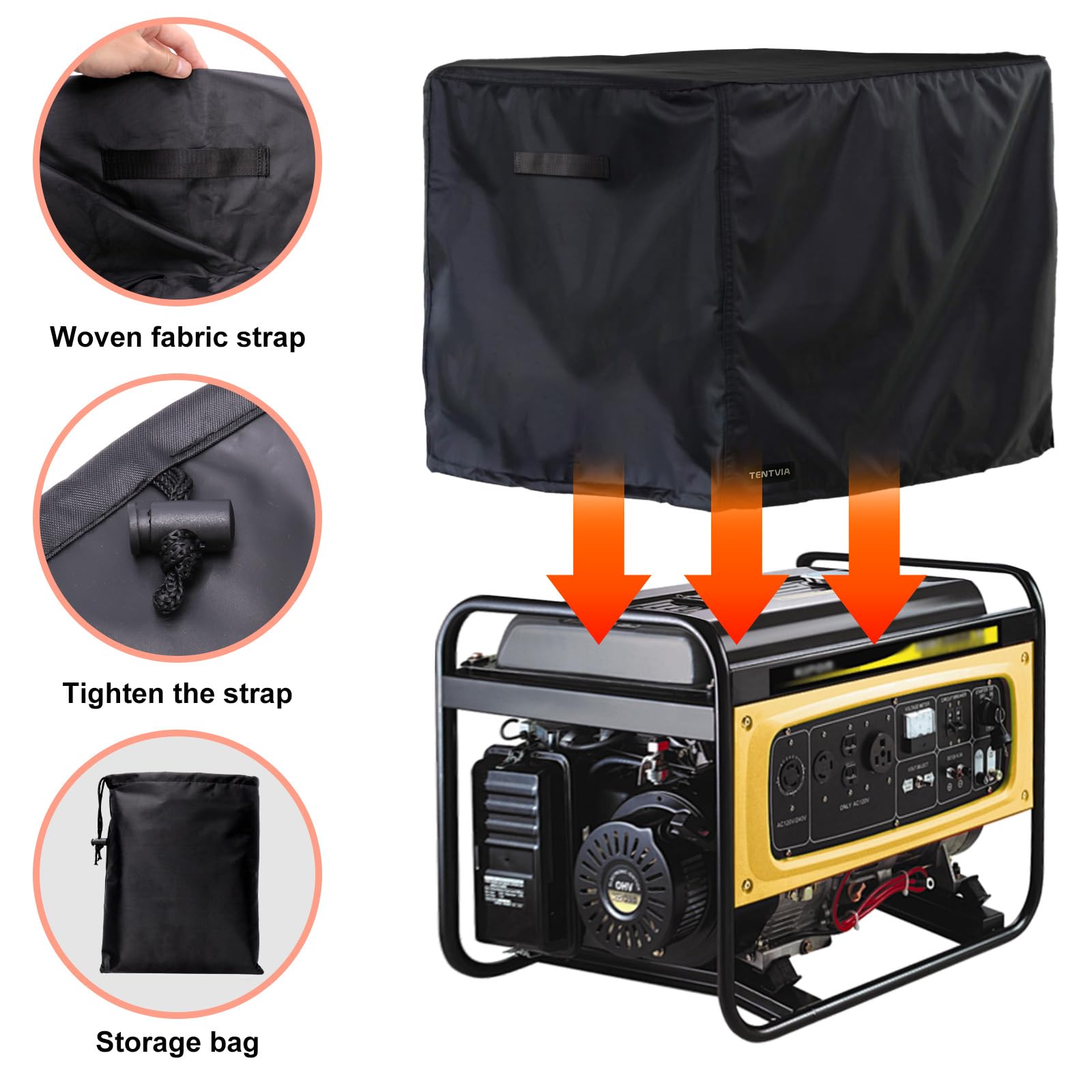 TENTVIA universal-fit cover secures many brands with a simple drawstring.