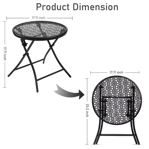 TeoKJ black nightstand-style table with sturdy crossed legs for outdoor durability