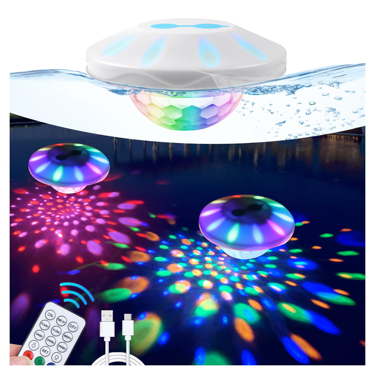 TEPENAR floating pool light with remote control for effortless evening ambiance.