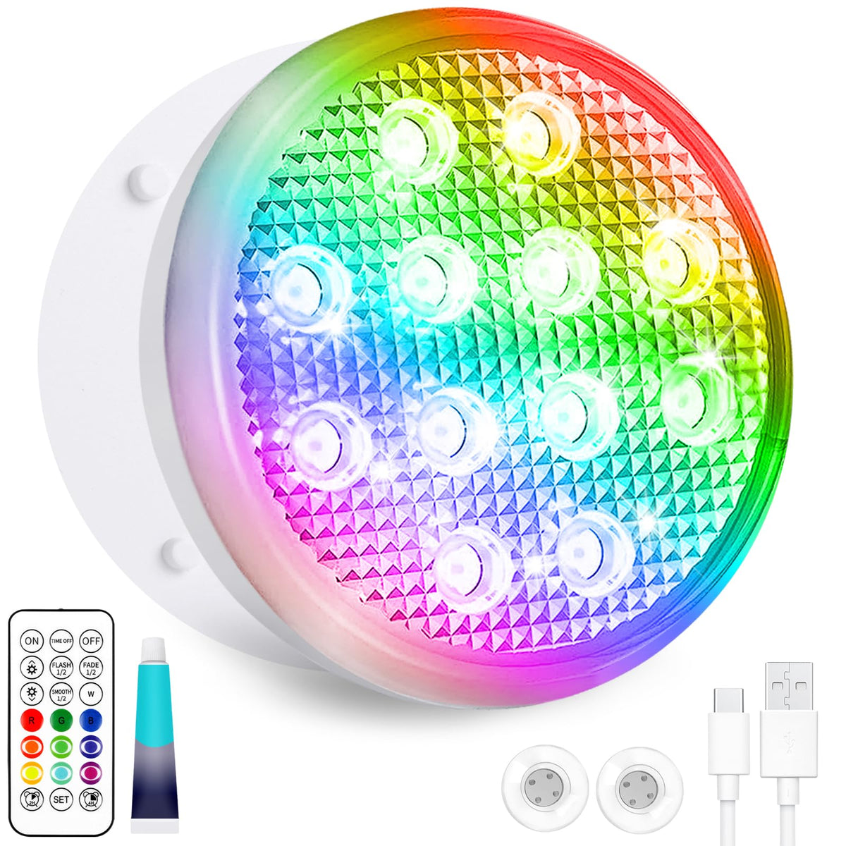 TEPENAR rechargeable submersible pool light enhancing underwater ambiance