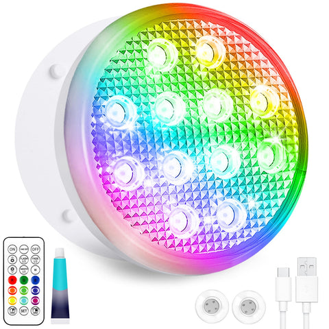 TEPENAR rechargeable submersible pool light enhancing underwater ambiance