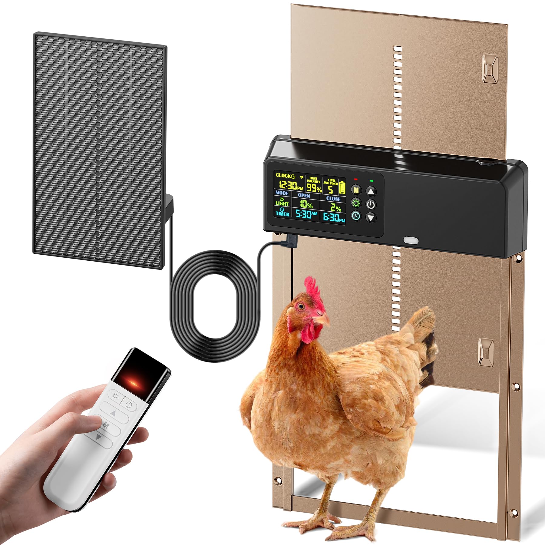 Tephrotrak automatic coop door with solar panel ensuring secure access for your flock.